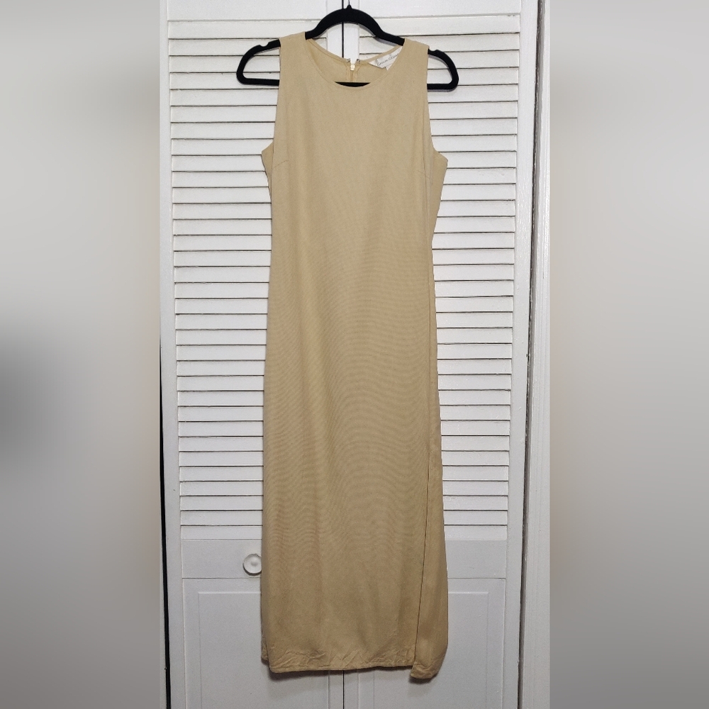 Casual Corner Light Yellow Silk Maxi Dress - Picture 3 of 13